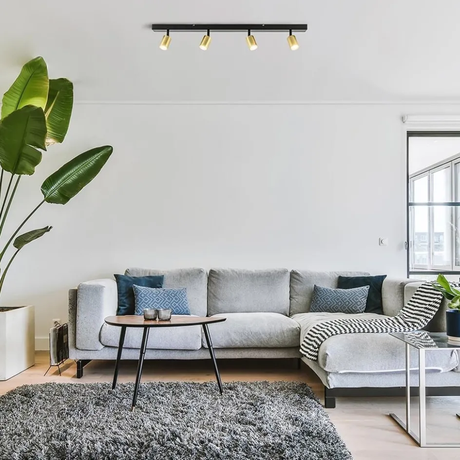 Plafondspot Bounce 4l 100cm zwart/matgoud>Straluma Sale