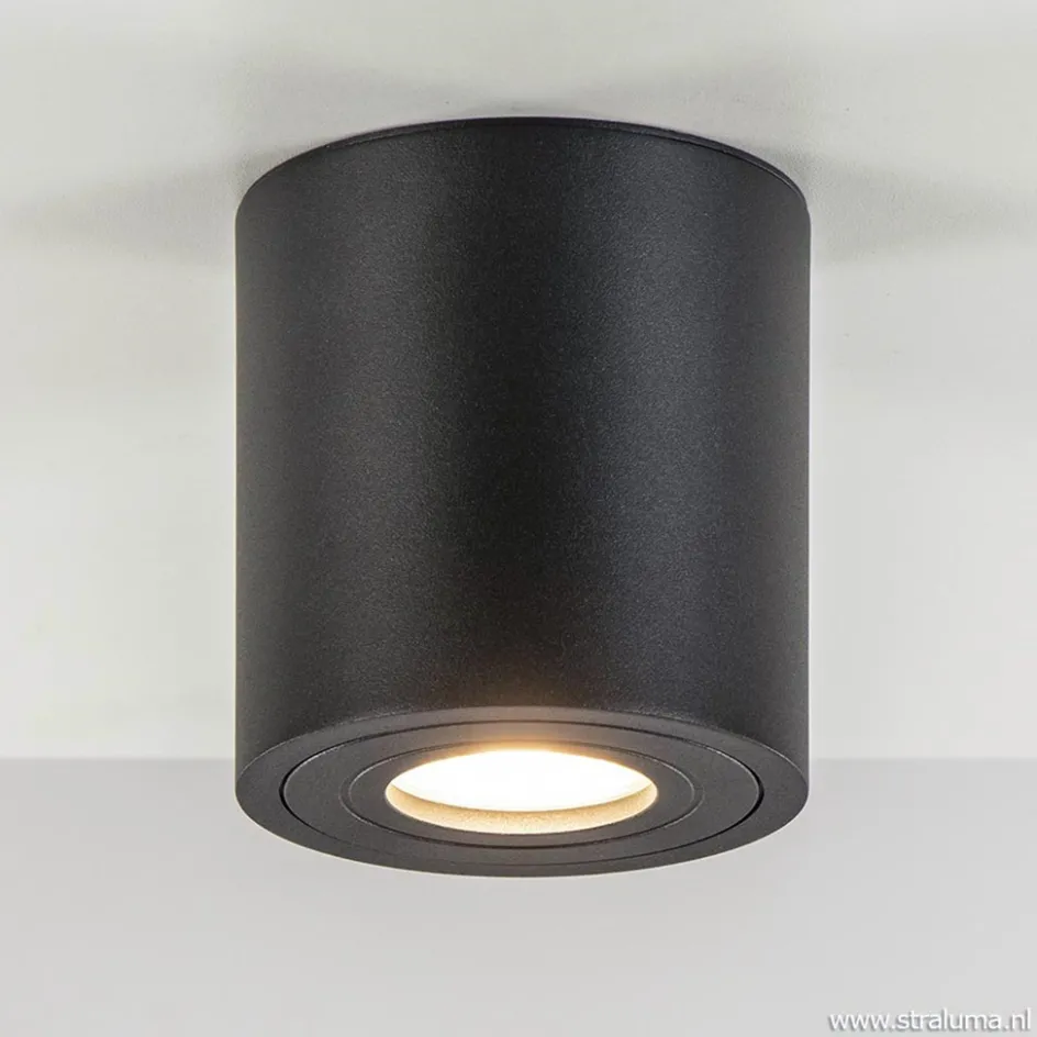 Plafondspot cilinder zwart gu10 IP44>Straluma New