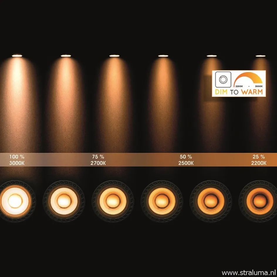 Plafondspot cilinder zwart gu10-111 dim to warm>Straluma Best