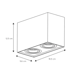 Plafondspot dubbel box wit gu10><noscript><img width=