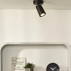 Plafondspot enkel zwart incusief GU10 dim to warm><noscript><img width=