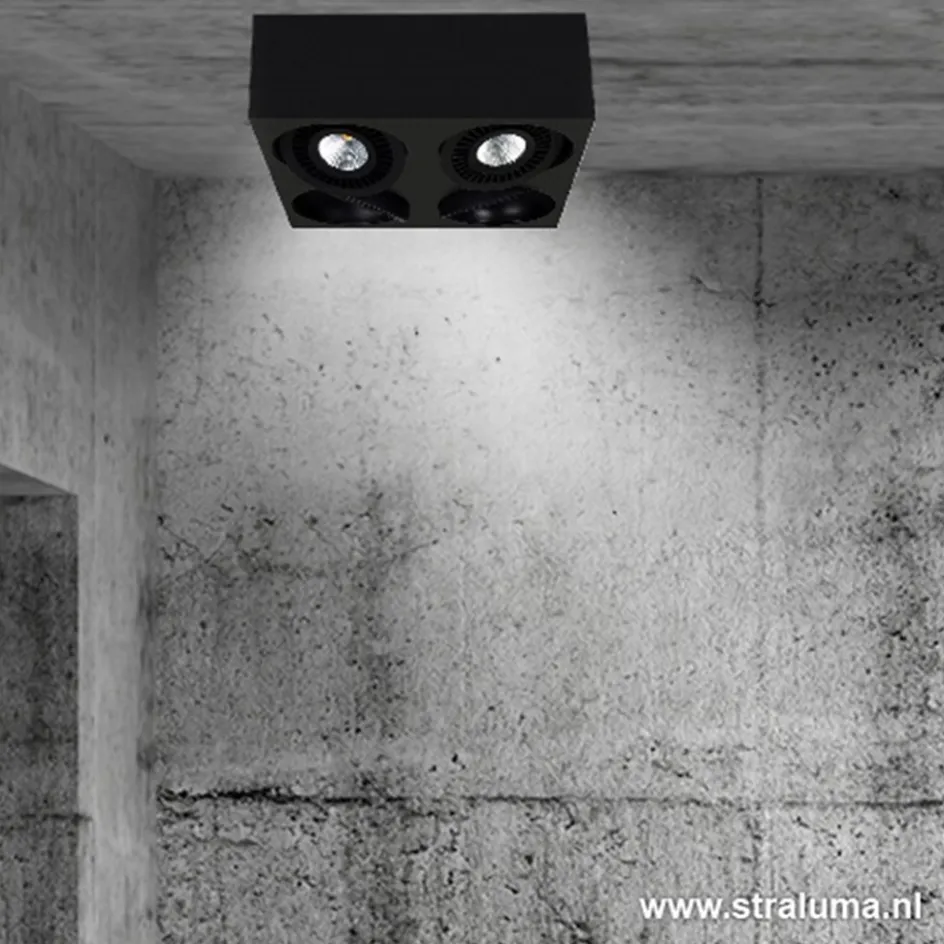 Plafondspot Eye box 4L zwart 3000k>Straluma Best