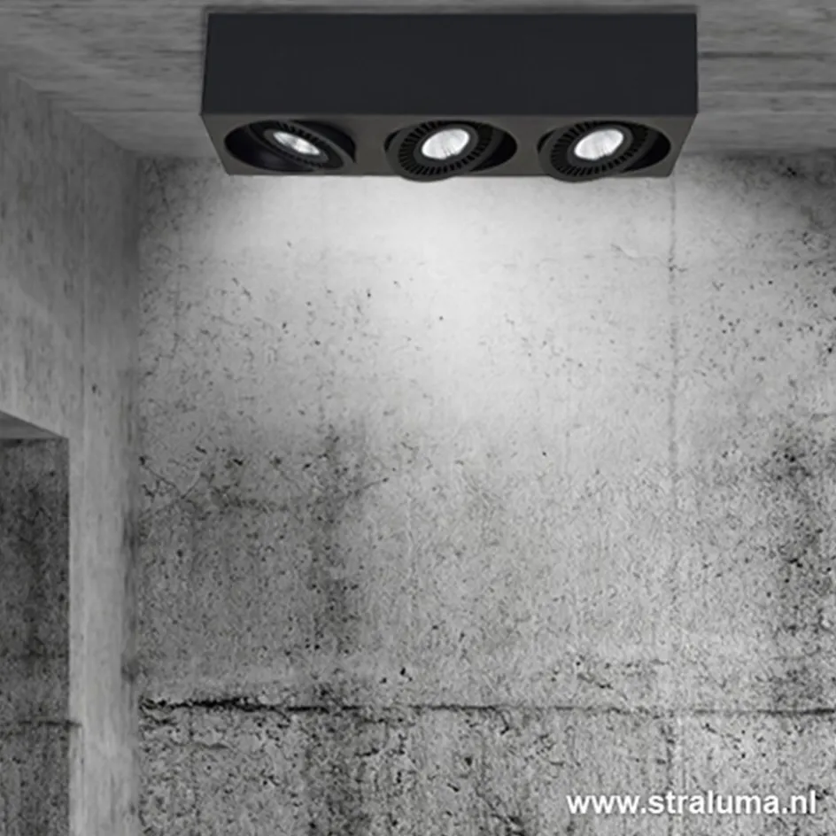 Plafondspot Eye 3L box zwart led 3000k>Straluma Hot