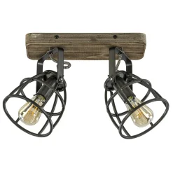 Plafondspot 2-L korf zwart/hout industr.>Straluma Clearance