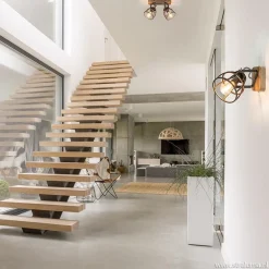 Plafondspot 2-L korf zwart/hout industr.><noscript><img width=