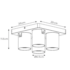 Plafondspot 4L vierkant gunmetal incl. gu10><noscript><img width=