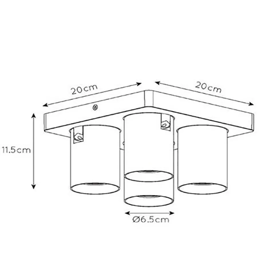 Plafondspot 4L vierkant gunmetal incl. gu10>Straluma Online