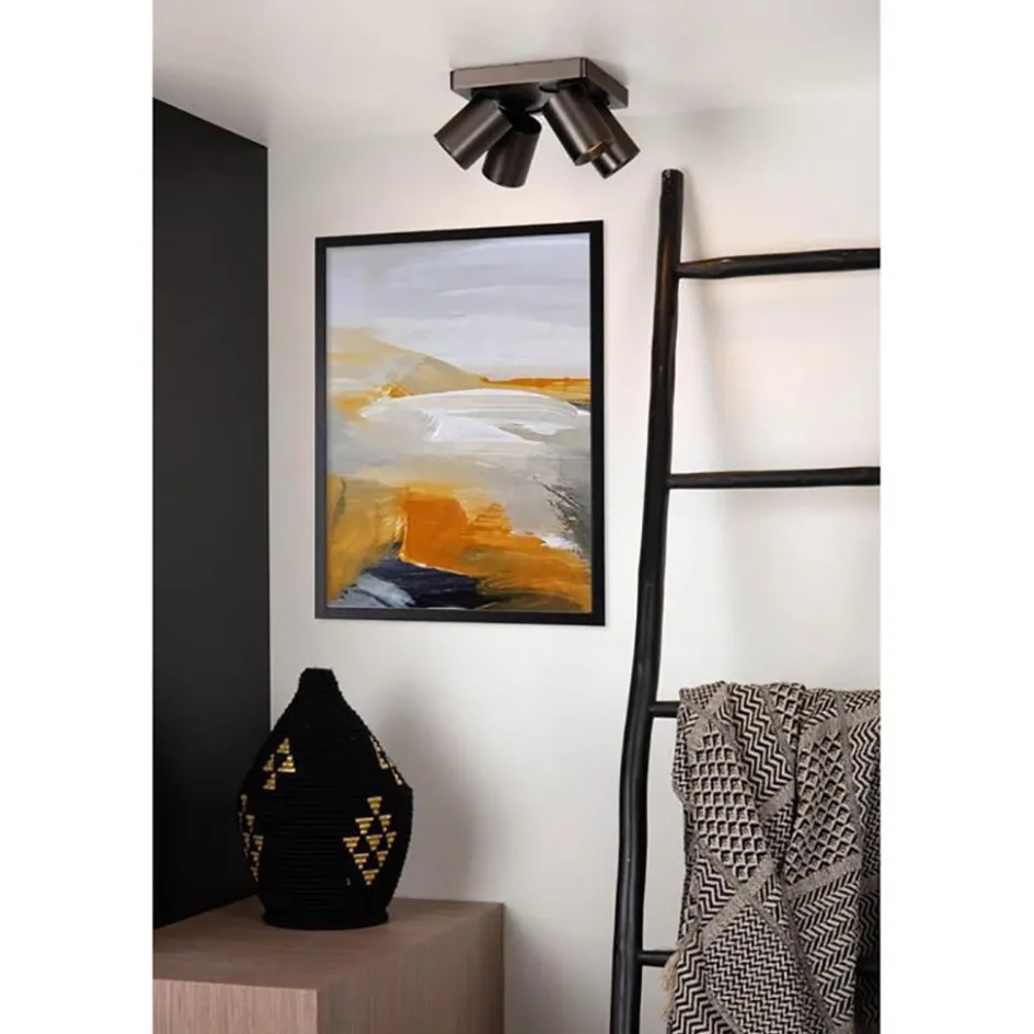 Plafondspot 4L vierkant gunmetal incl. gu10>Straluma Online