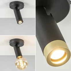 Plafondspot 1-lichts mat zwart/goud></noscript>Straluma New