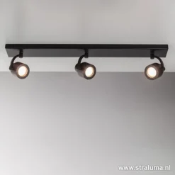 Plafondspot mat zwart balk 3-lichts gu10>Straluma Sale