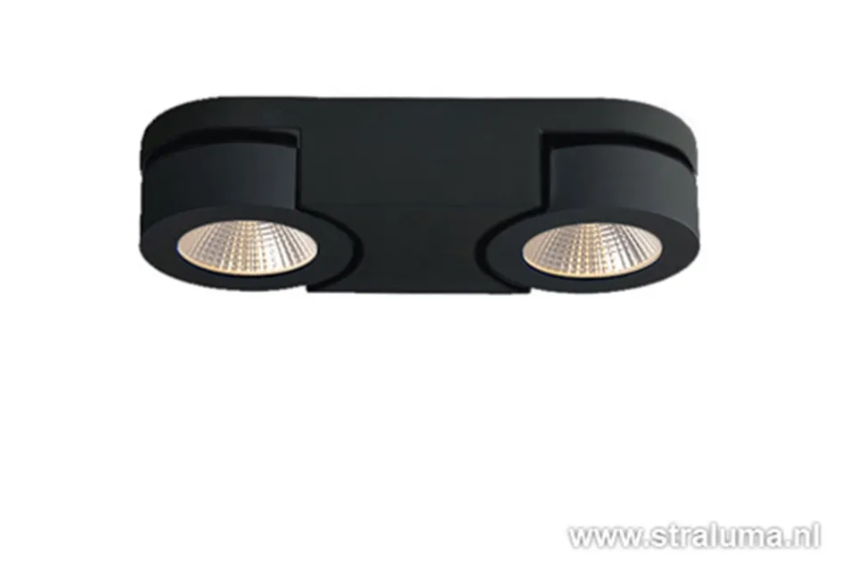 Plafondspot Montreal 2L balk zwart 3000>Straluma Hot