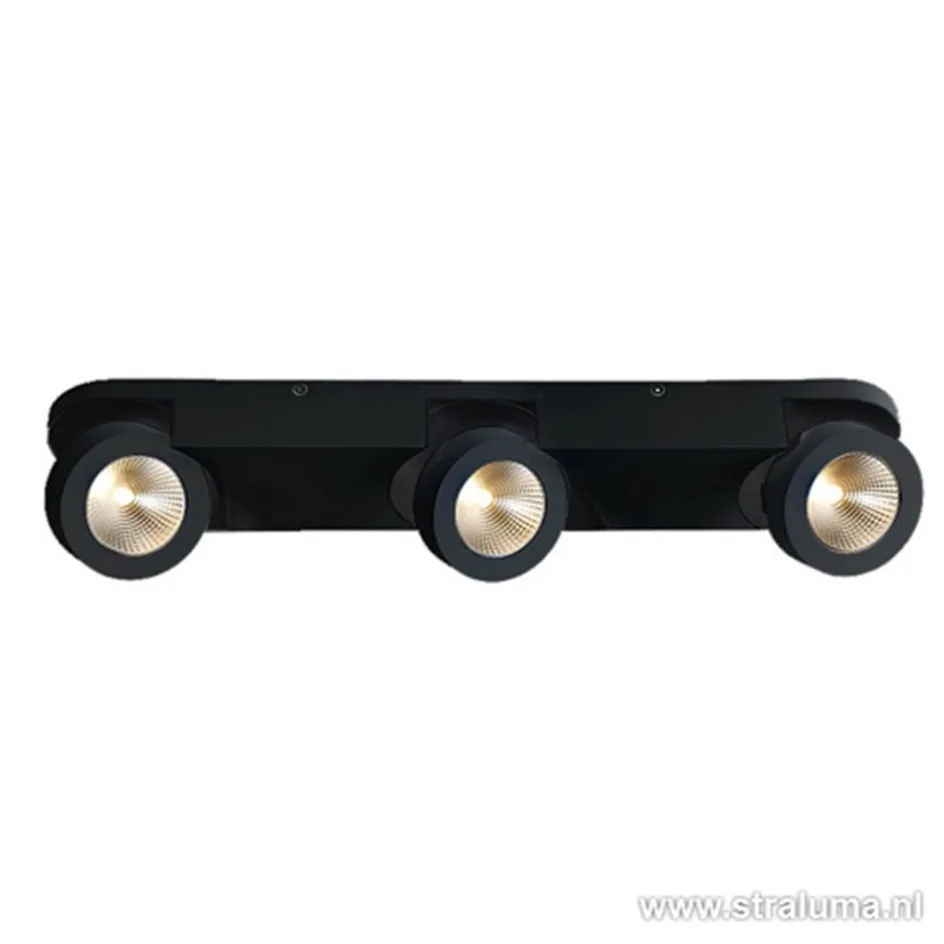 Plafondspot Montreal 3L balk zwart 3000k>Straluma Discount