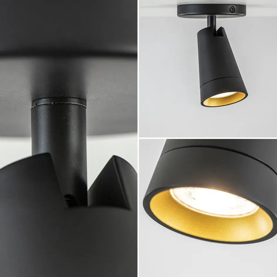 Plafondspot Petunia enkel zwart/goud>Straluma Sale