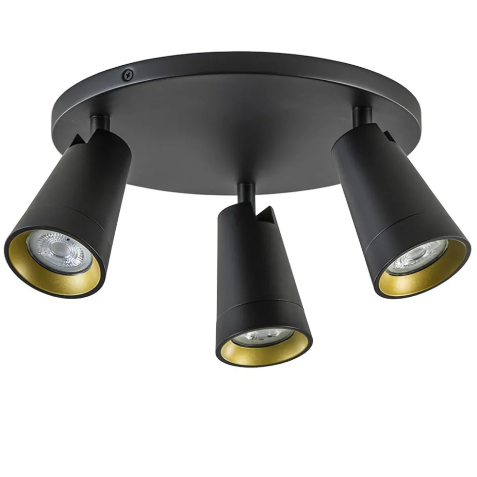 Plafondspot Petunia 3L rond zwart/goud>Straluma Online