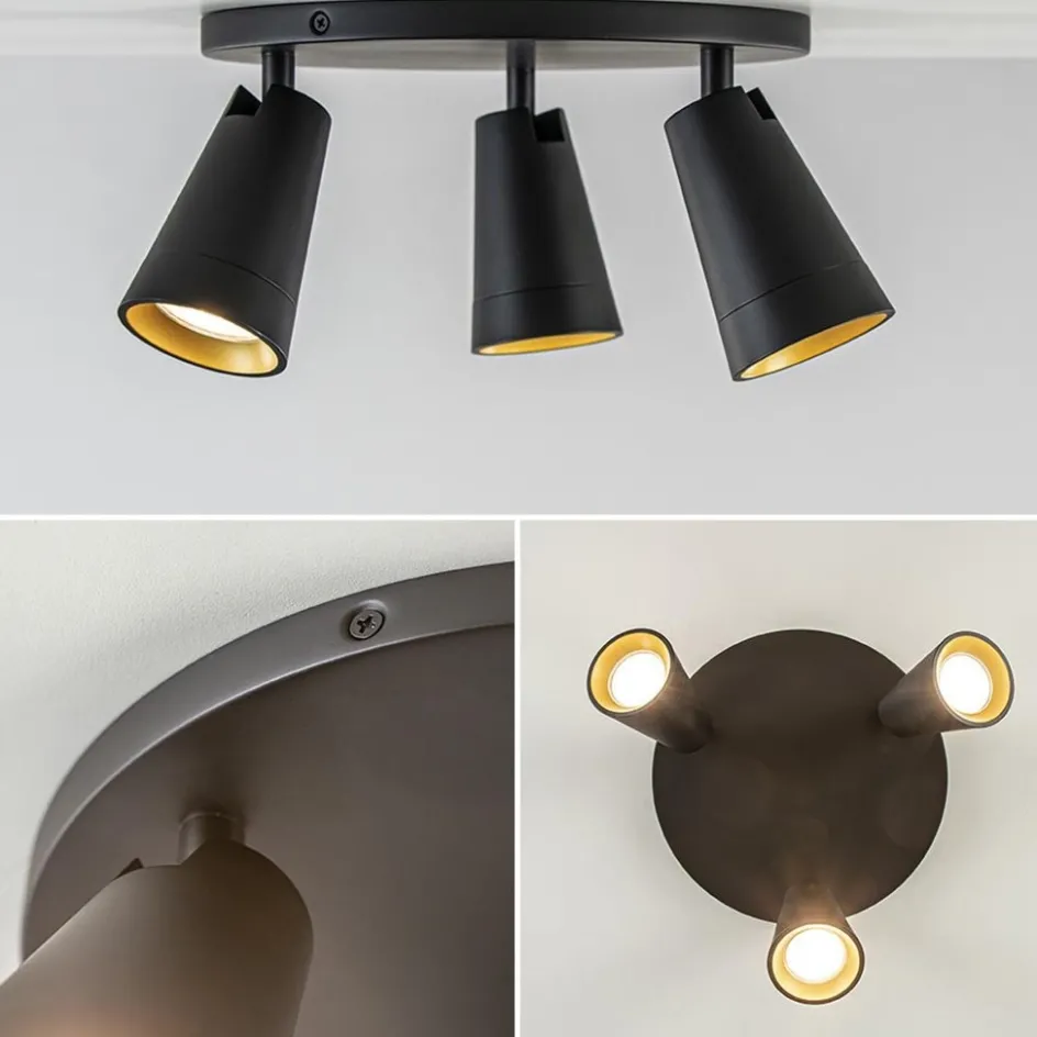 Plafondspot Petunia 3L rond zwart/goud>Straluma Online