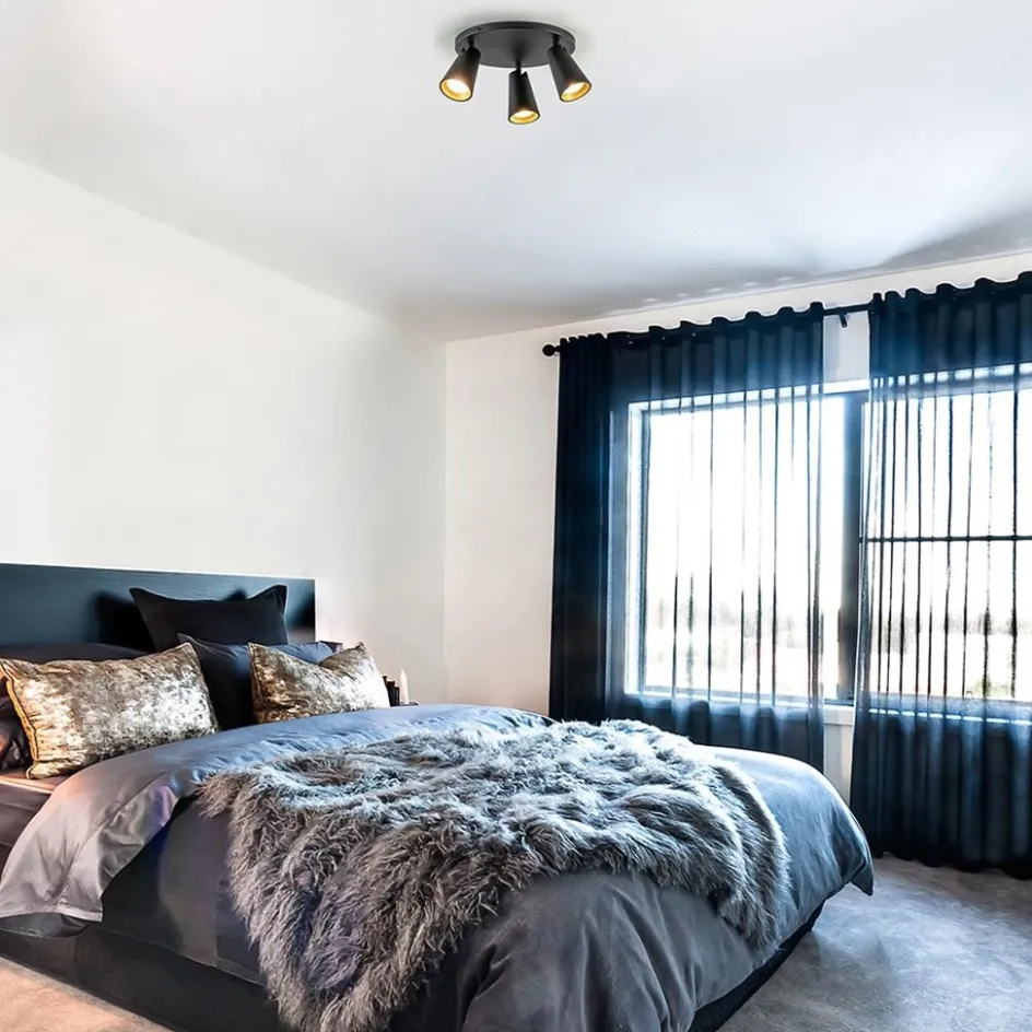 Plafondspot Petunia 3L rond zwart/goud>Straluma Online