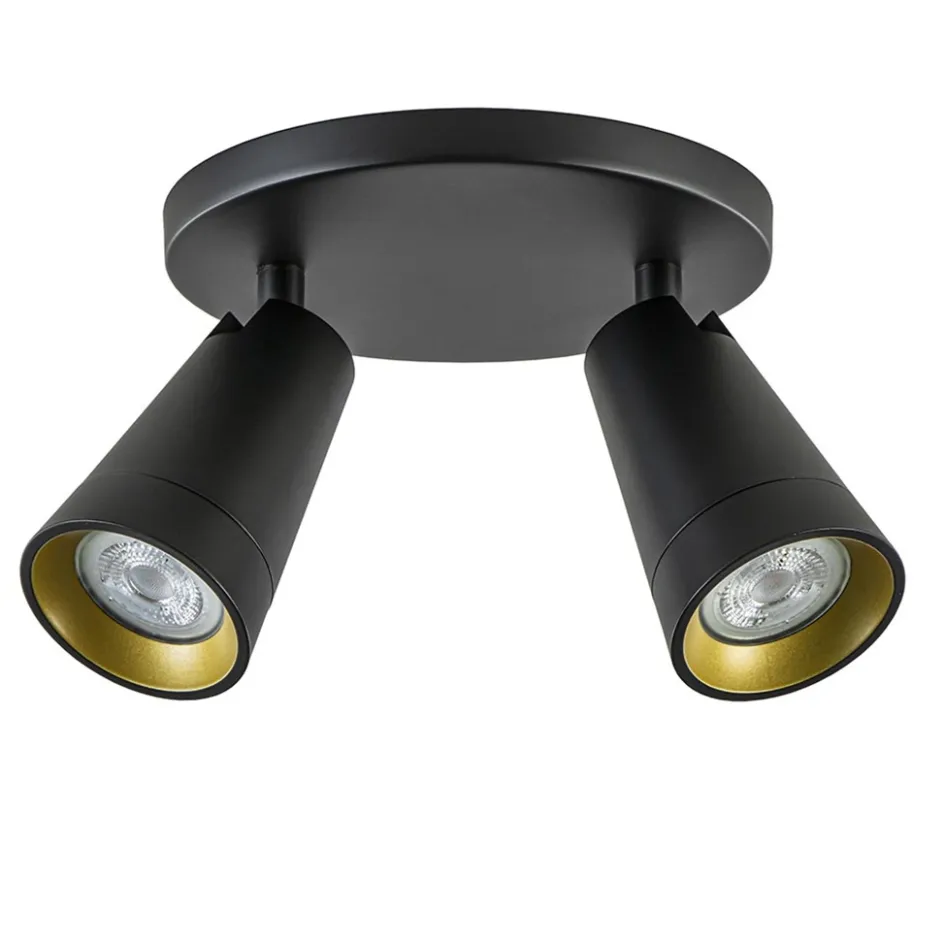 Plafondspot Petunia 2L rond zwart/goud>Straluma Online