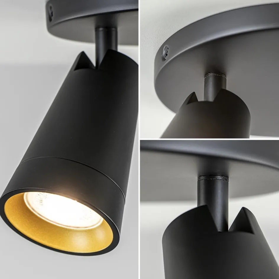 Plafondspot Petunia 2L rond zwart/goud>Straluma Online