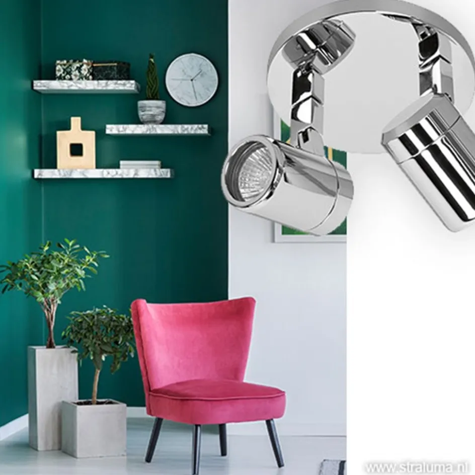 Plafondspot Rain 2l rond chroom IP44>Straluma Best