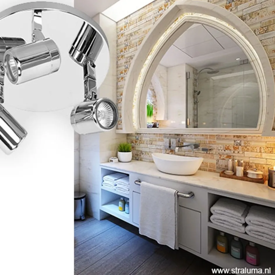 Plafondspot Rain 3l rond chroom IP44>Straluma Discount