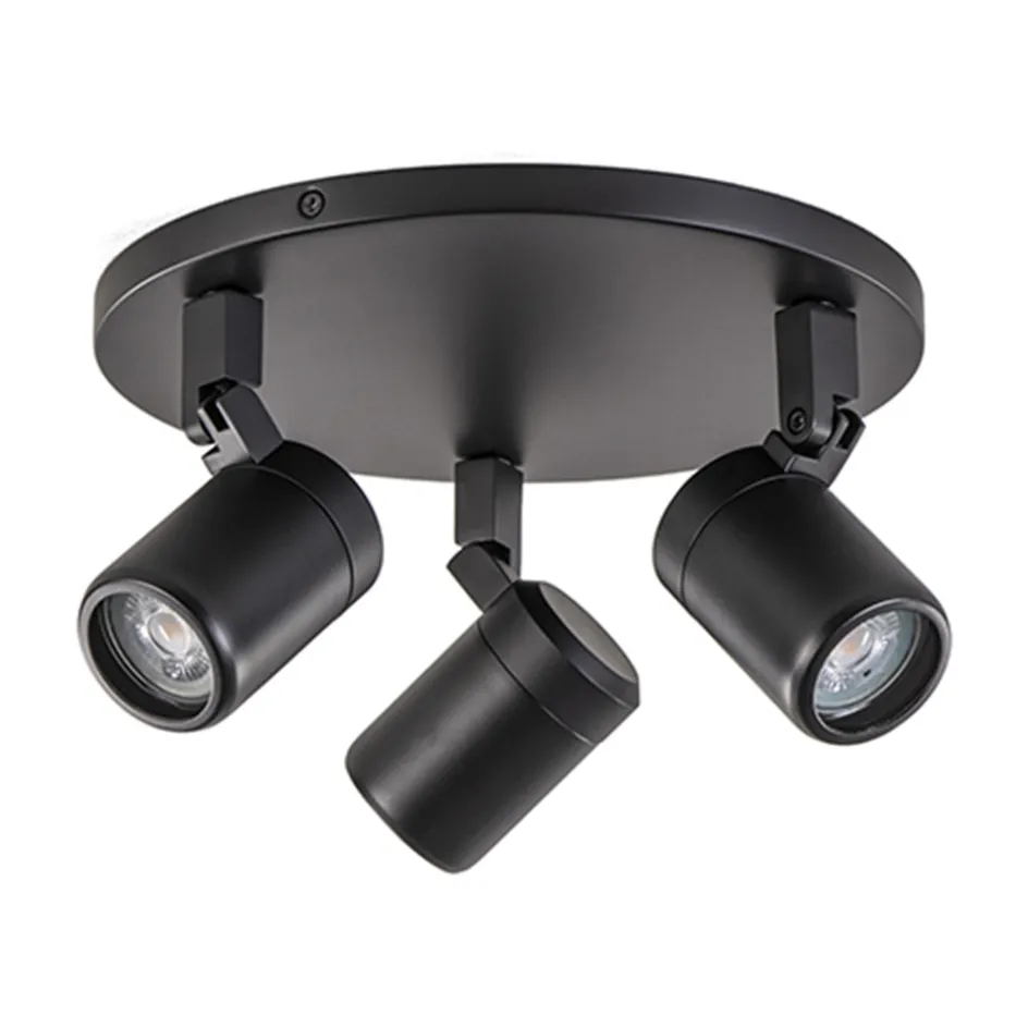 Plafondspot Rain 3L rond zwart IP44>Straluma New