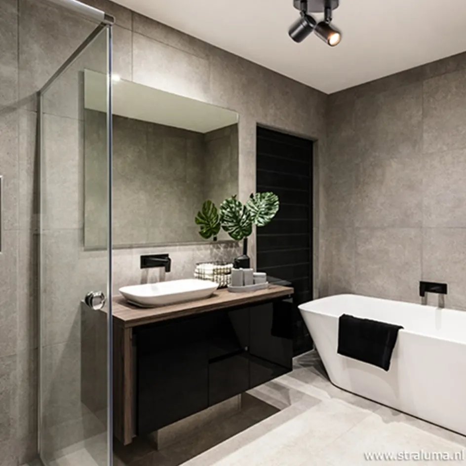 Plafondspot Rain 2L rond zwart IP44>Straluma New