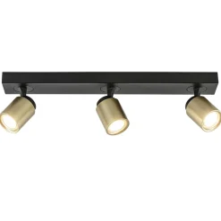 Plafondspot Razza 3l balk zwart/goud gu10>Straluma Outlet