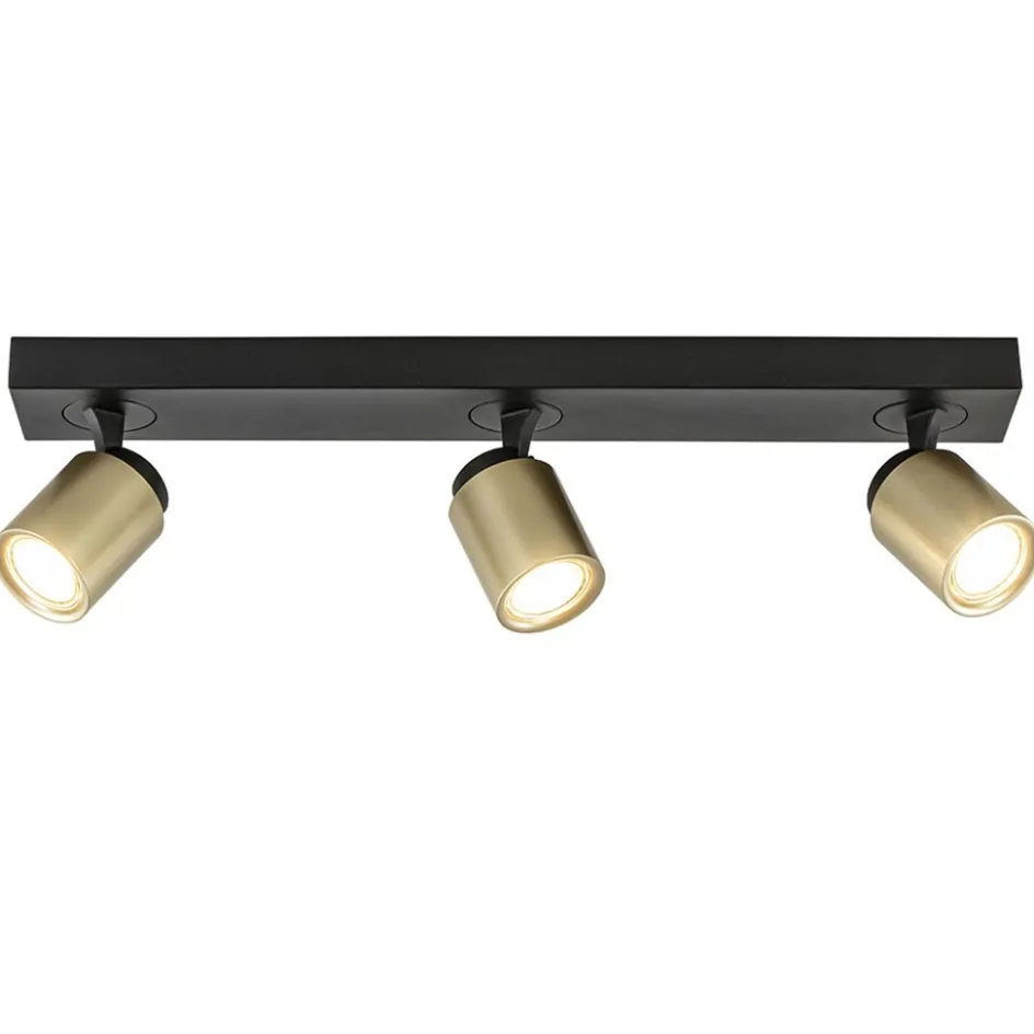 Plafondspot Razza 3l balk zwart/goud gu10>Straluma Outlet
