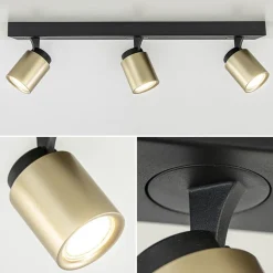 Plafondspot Razza 3l balk zwart/goud gu10><noscript><img width=