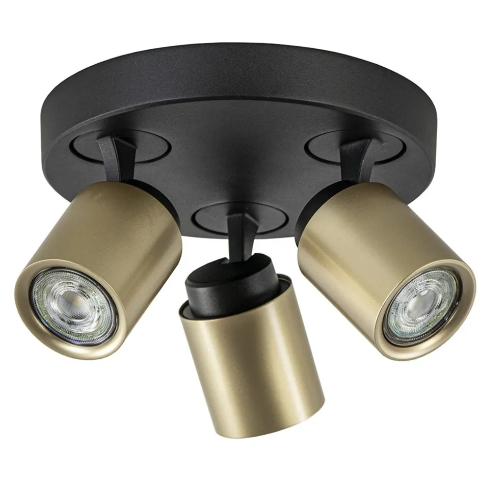 Plafondspot Razza 3l rond zwart/goud gu10>Straluma Sale