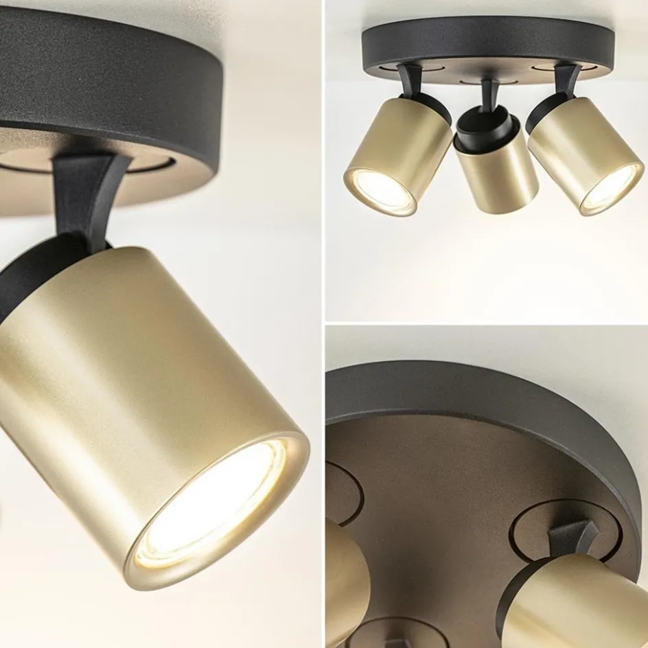 Plafondspot Razza 3l rond zwart/goud gu10>Straluma Sale