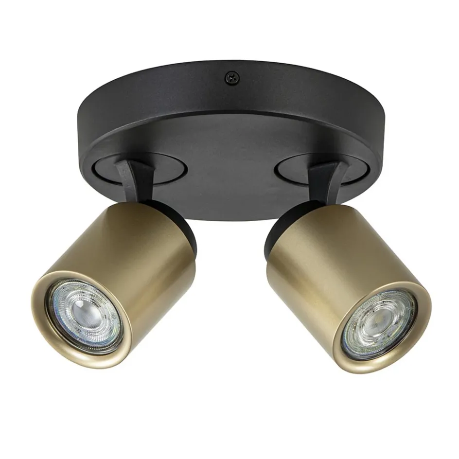 Plafondspot Razza 2L rond zwart/goud>Straluma New