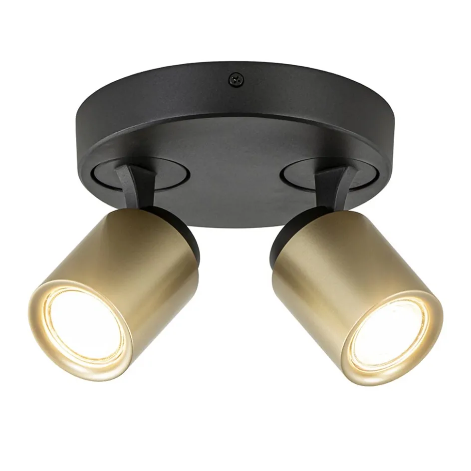 Plafondspot Razza 2L rond zwart/goud>Straluma New