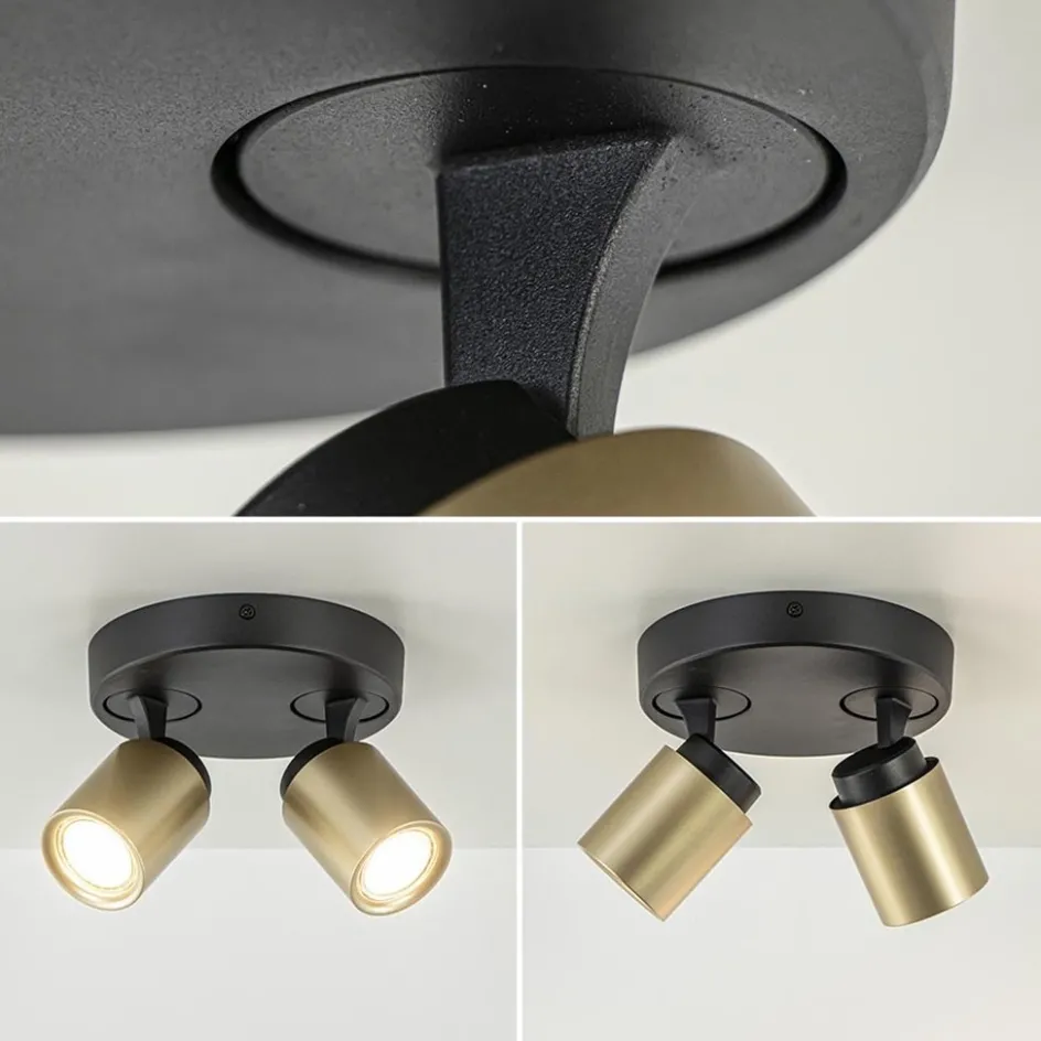 Plafondspot Razza 2L rond zwart/goud>Straluma New