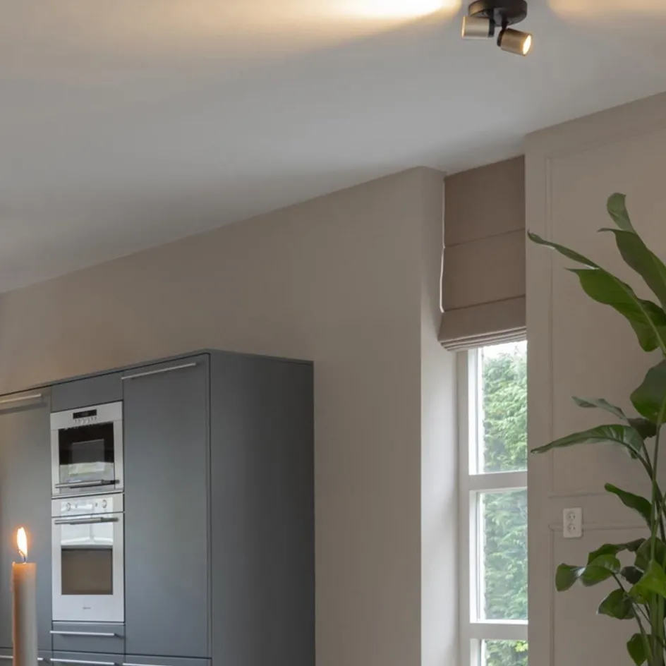 Plafondspot Razza 2L rond zwart/goud>Straluma New