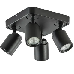 Plafondspot Razza 4L vierkant zwart gu10>Straluma Discount