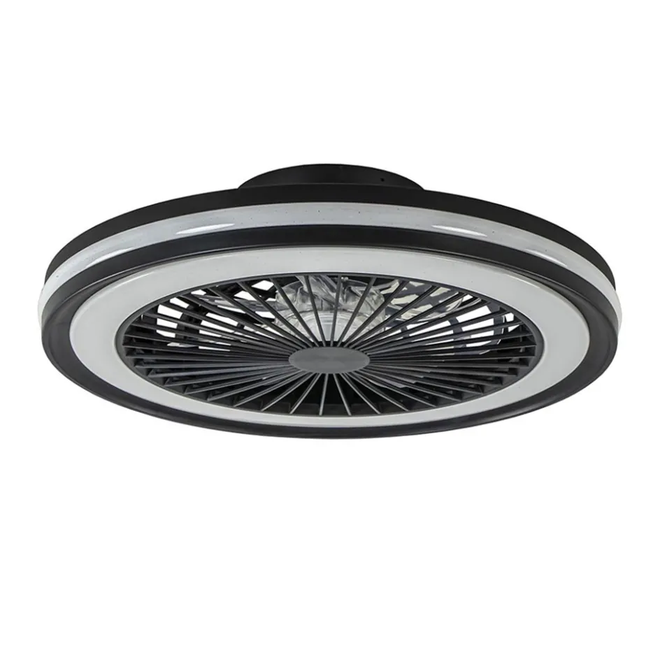 Plafondventilator zwart inclusief dimbaar LED en kleur>Straluma Best