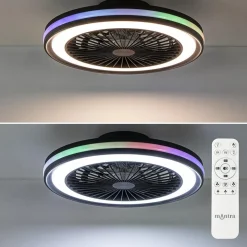 Plafondventilator zwart inclusief dimbaar LED en kleur><noscript><img width=