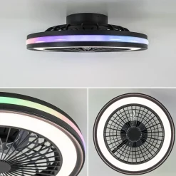 Plafondventilator zwart inclusief dimbaar LED en kleur><noscript><img width=