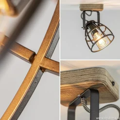 Plafond/wandlamp Matrix zwarte korf met hout><noscript><img width=