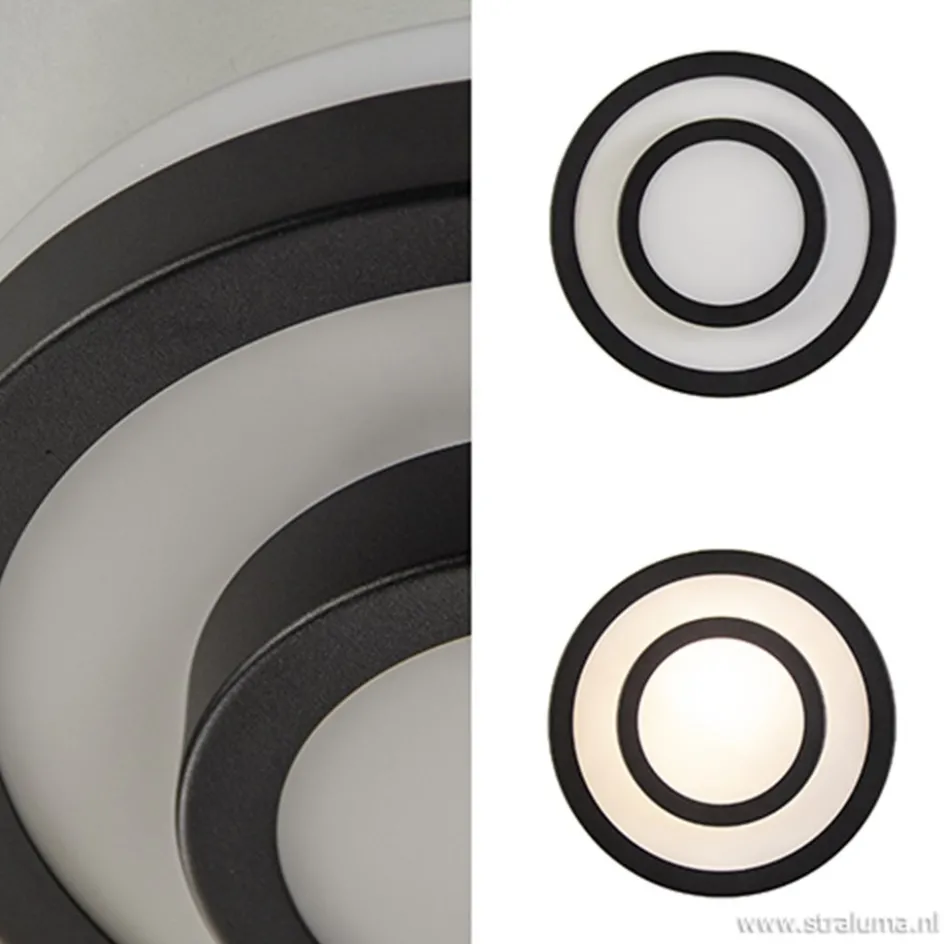 Plafonnière Master zwart+opaal glas IP44>Straluma Online