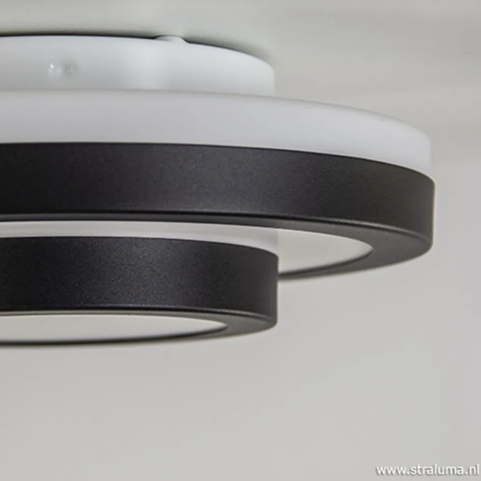 Plafonnière Master zwart+opaal glas IP44>Straluma Online