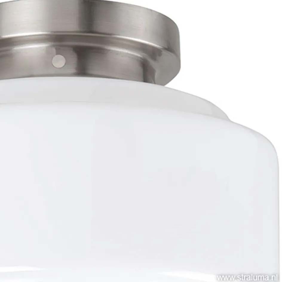 Plafonnière retro opaal glas/staal>Straluma Online