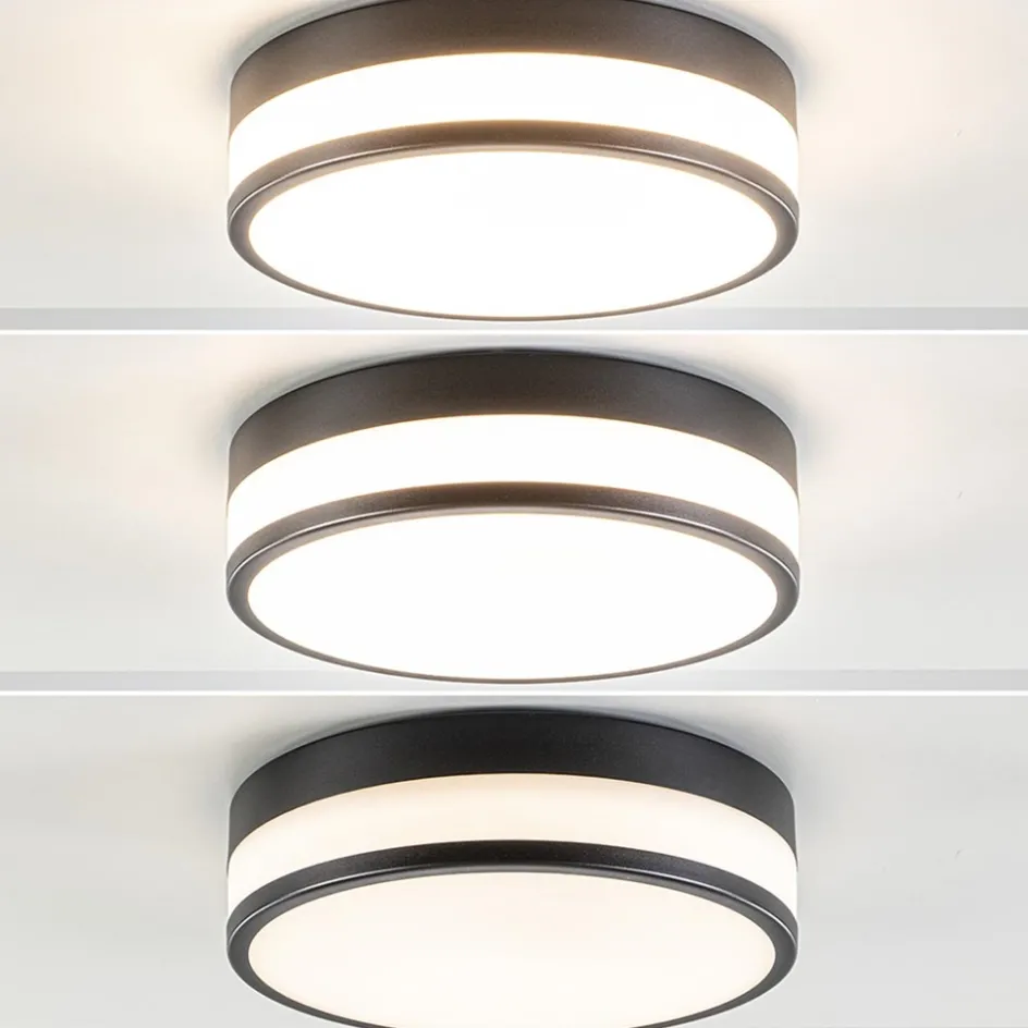 Plafonnière zwart/opaal glas 3-step dim IP44>Straluma Sale