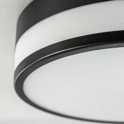 Plafonnière zwart/opaal glas 3-step dim IP44><noscript><img width=