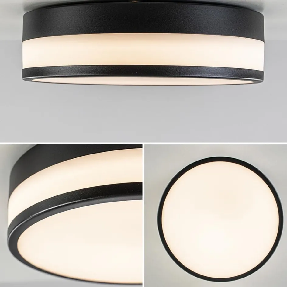 Plafonnière zwart/opaal glas 3-step dim IP44>Straluma Sale