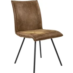 PU lederen eetkamerstoel camel met smalle zwarte pootjes>Straluma Clearance