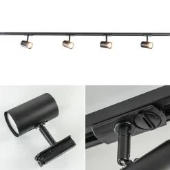 Rail Trackline set 1.5m zwart 4 spots><noscript><img width=