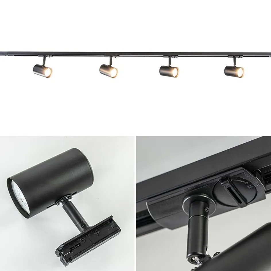 Rail Trackline set 1.5m zwart 4 spots>Straluma Discount