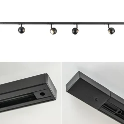 Railsysteem 1-fase zwart inclusief 4 ronde spots><noscript><img width=